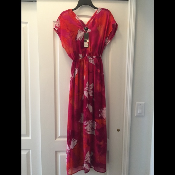NWT Pink Orange & White floral maxi dress w/Cami - Picture 1 of 3